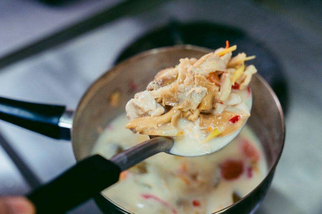 Tom kha gai, creamy coconut chicken soup