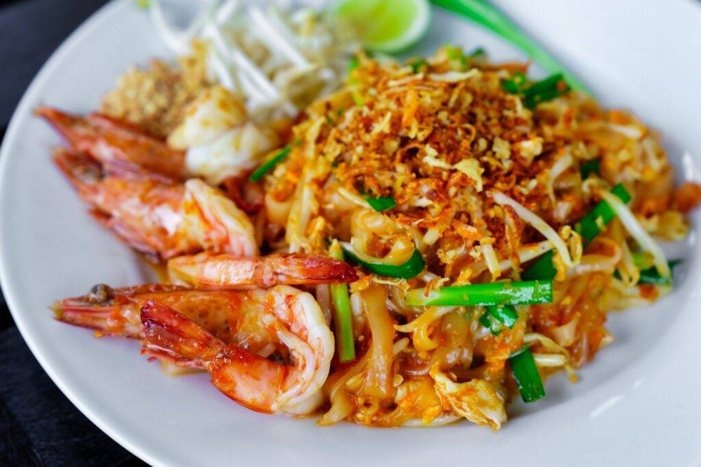 Pad Thai with shrimp at The Funky Monkey Restaurant, Koh Yao Yai