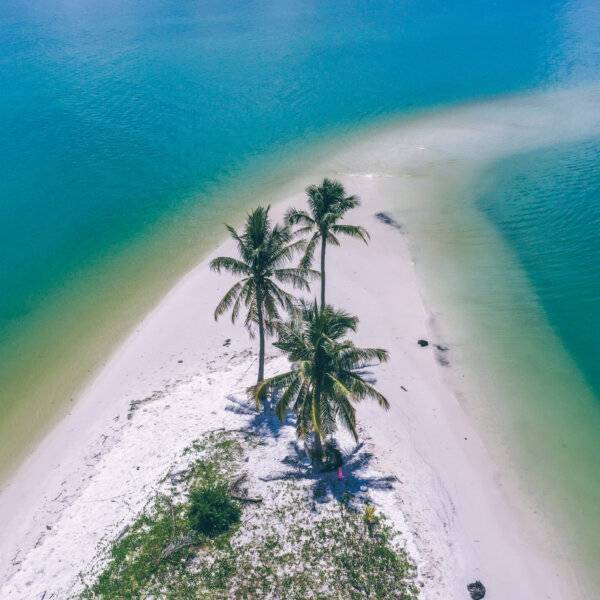 View from drone of Laem Had Beach on Koh Yao Yai Island, Thailand