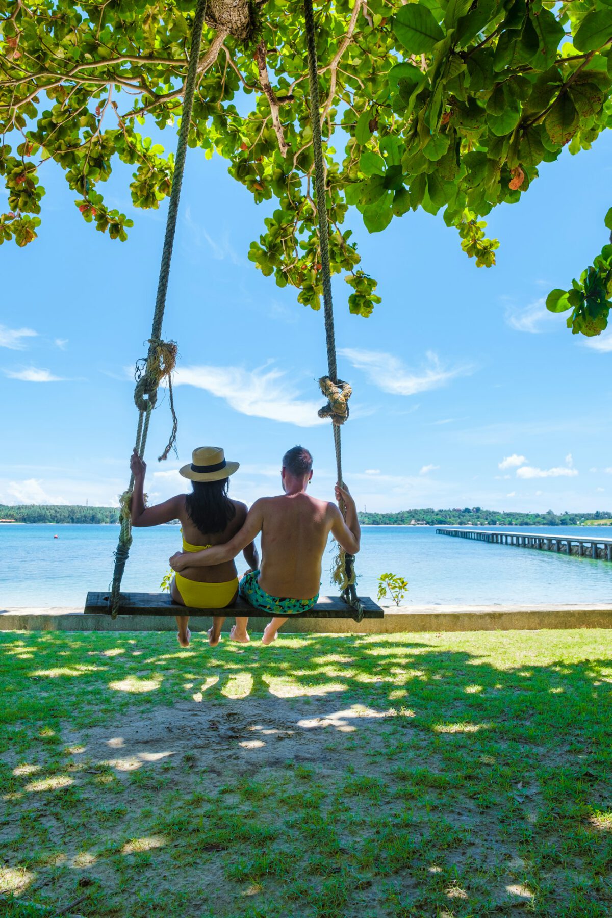 Man and women on a tropical beach in Thailand, Koh Kham Thailand Trat