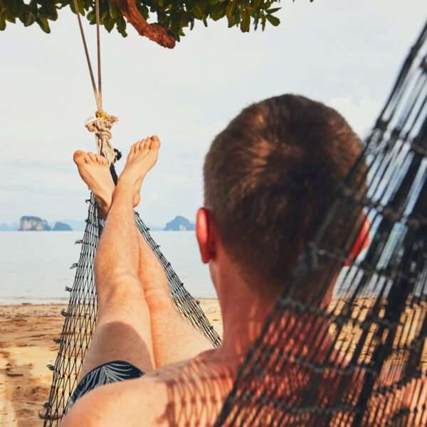 Man relaxing in the hammock