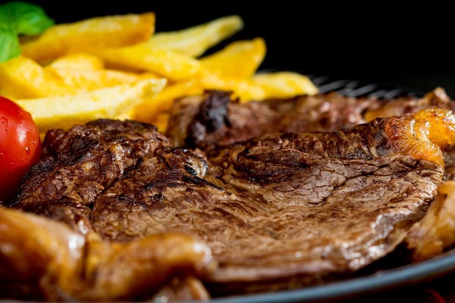 Grilled steak with fries