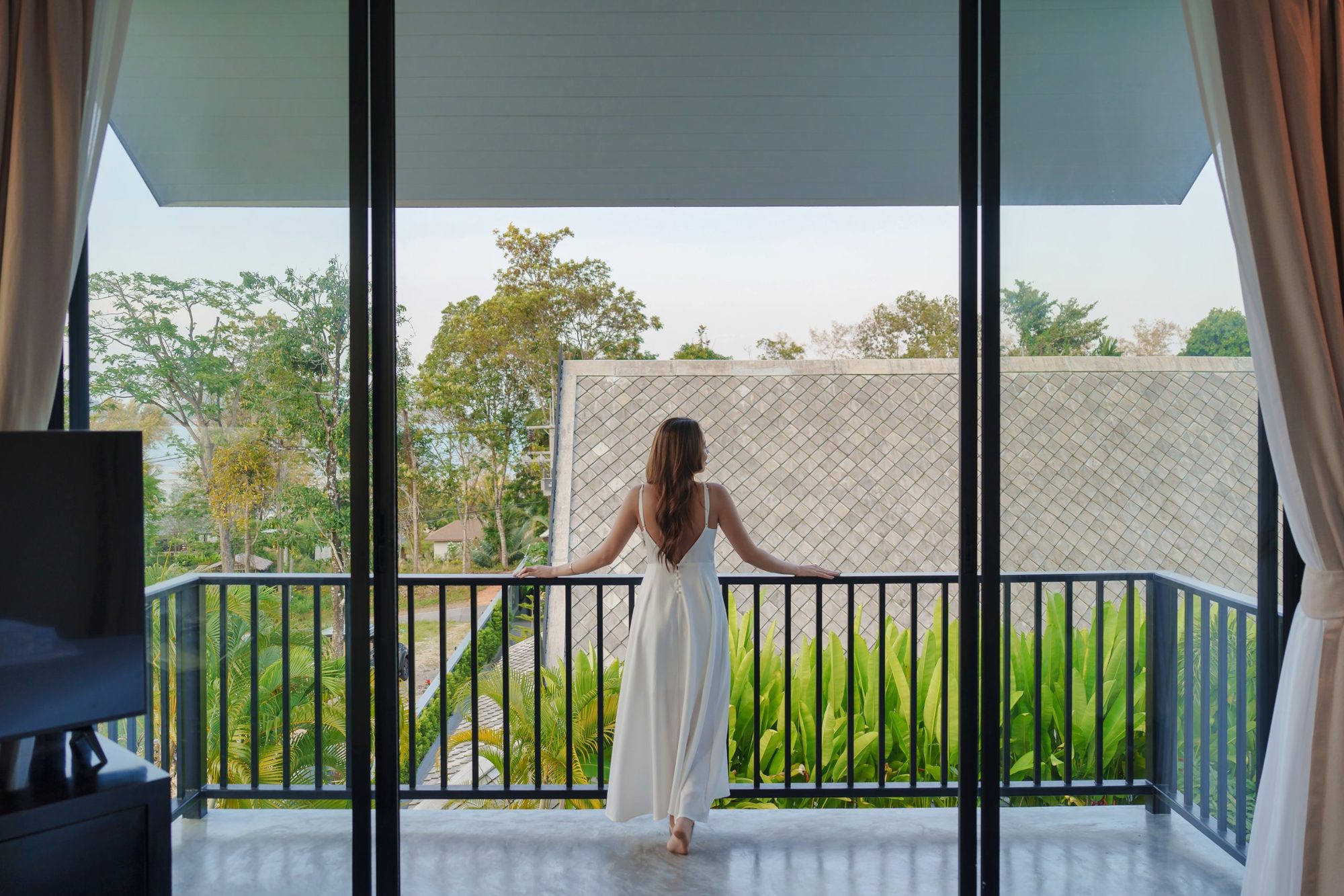 Balcony view over tropical gardens from the 4-Bedroom Upper Level Villa, Yao Bada Badoo, Koh Yao Yai
